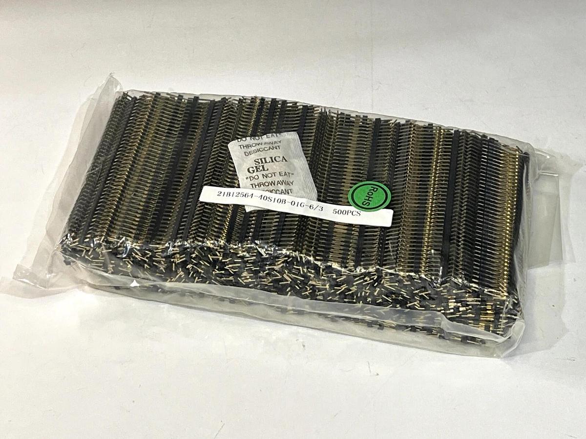 Used 500 Pieces 40-Pin Single Row Male Header Connector RoHS 21B12564-40S10B-01G-6/3