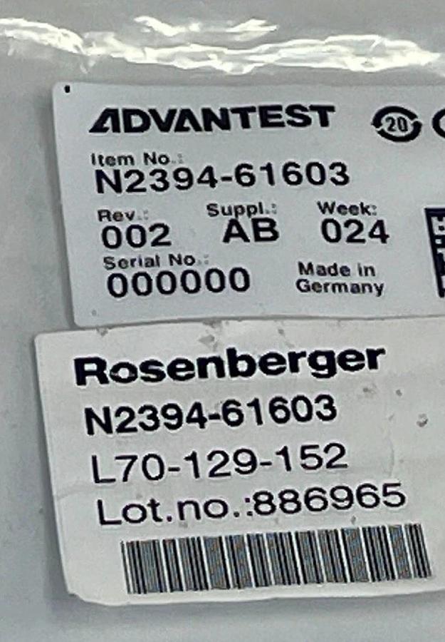 Rosenberger N2394-61603 Rev 002 - RF Microwave Cable Assembly for Advantest