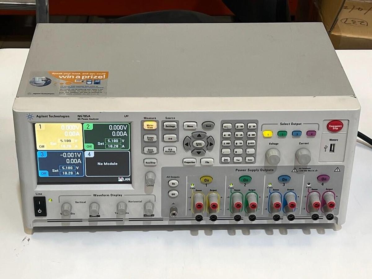 Used Agilent N6705A DC Power Analyzer with 3 Each N6731B DC Power Modules Installed