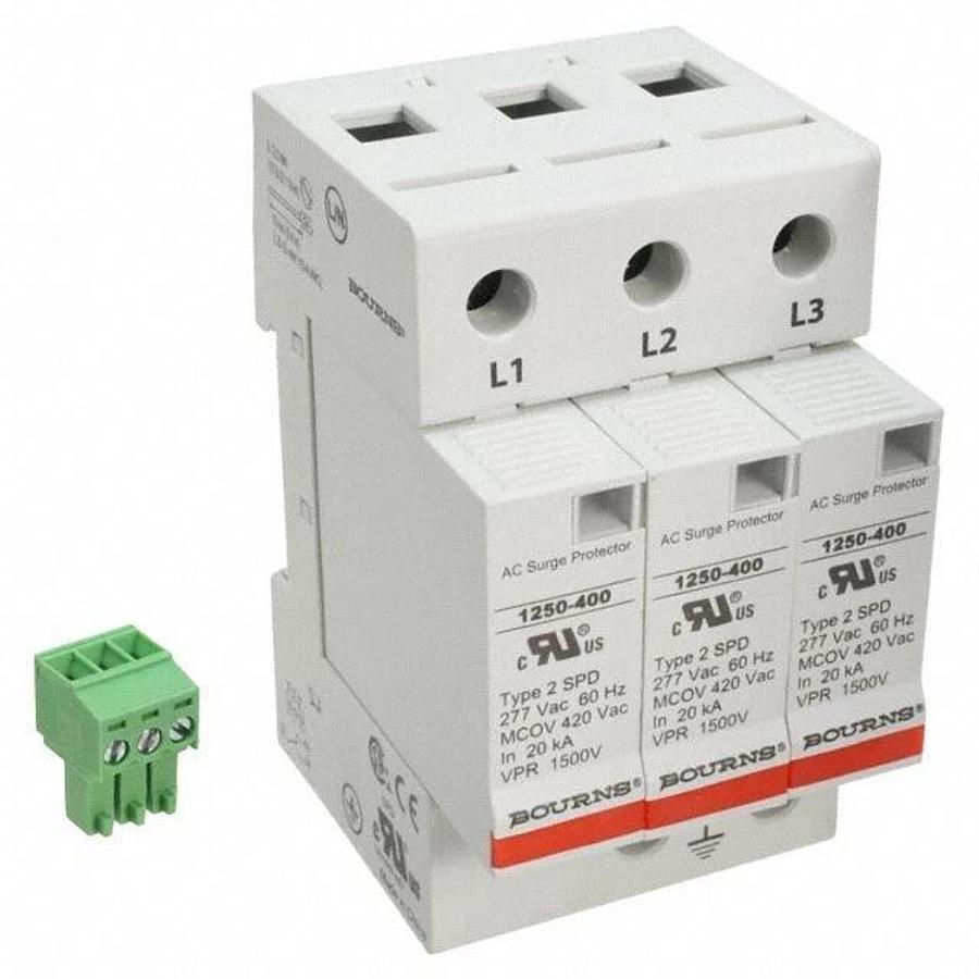Used Bourns P/N 1250-3S-400 General Duty AC Surge Protector 1250 Series DIN Rail Mt