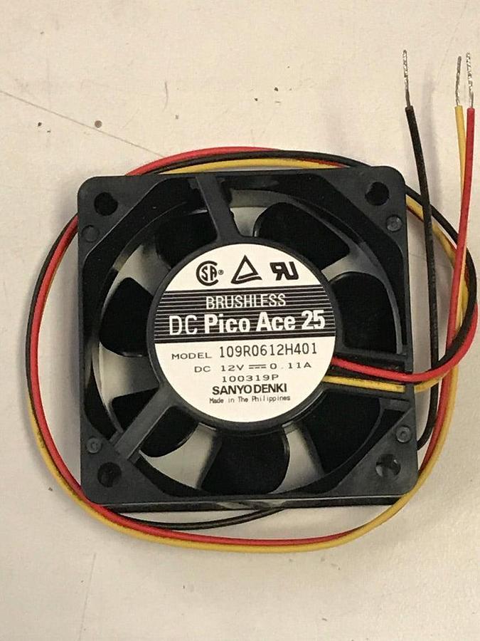 Used FAN 12VDC .11Amp 60X60X25 3WIRE 12-1/2” LONG TO BARE ENDS ES7753