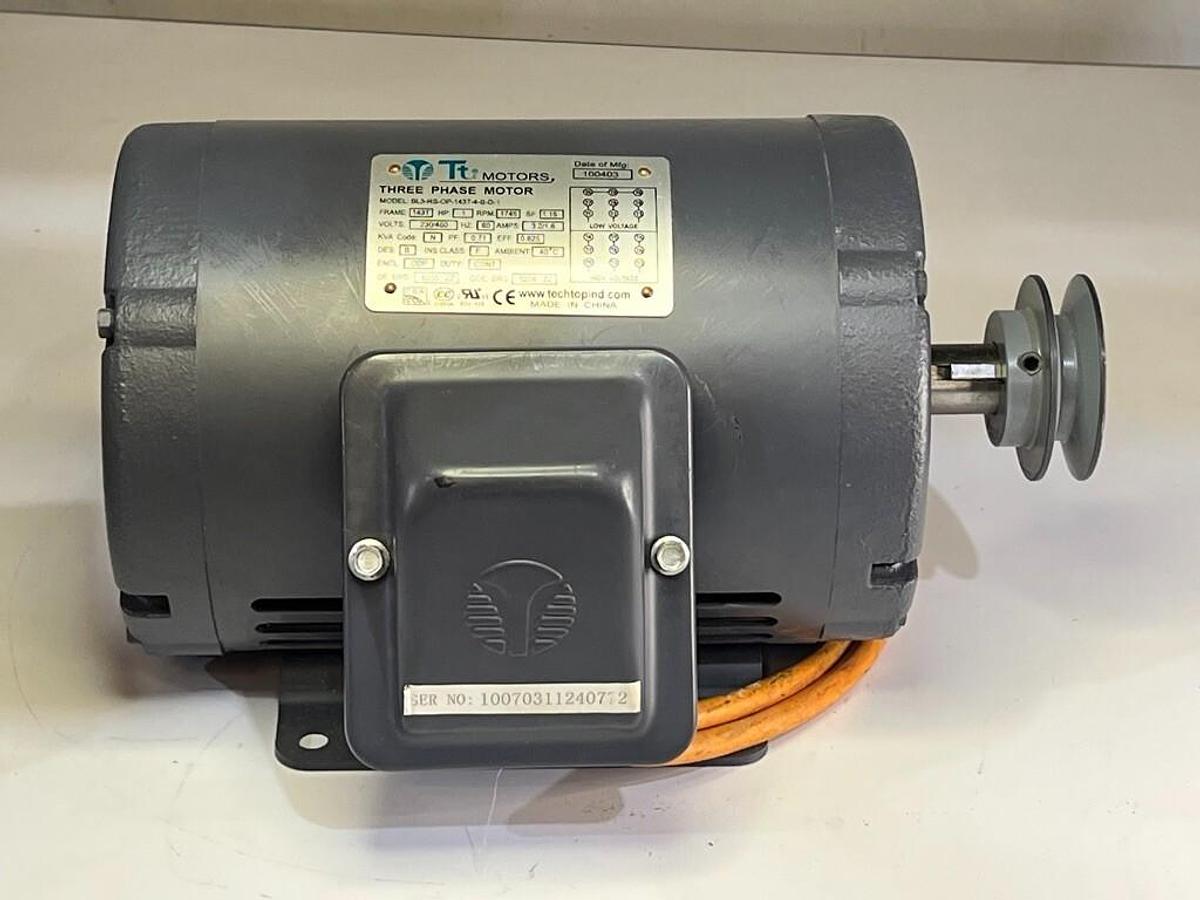 Used Techtop Industries BL3-RS-OP-143T-4-B-D-1, Electric Motor 1 HP 3 Ph 230/460VAC