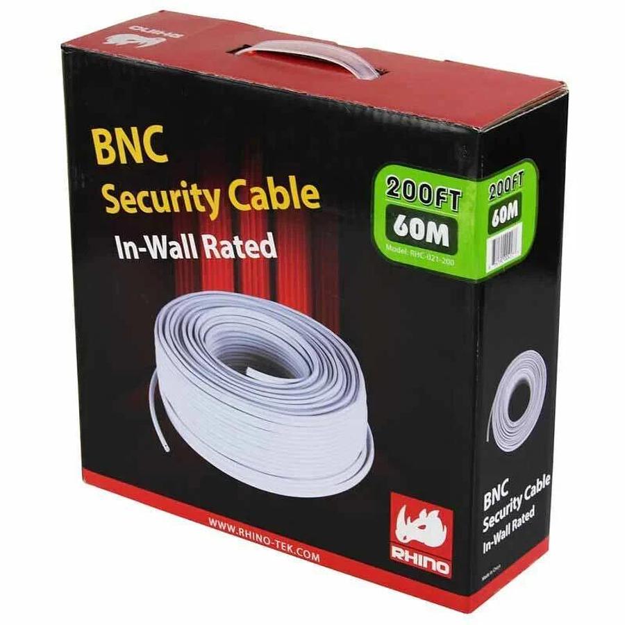 Used Rhino Tek 200FT BNC Security Cable In-Wall Rated - RHC-021-200