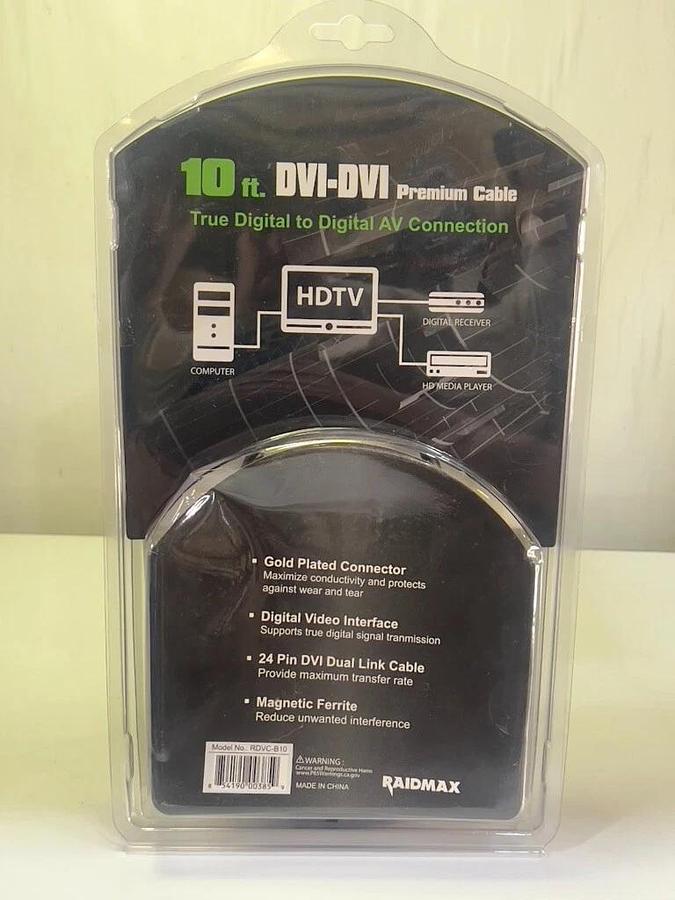 Used RAIDMAX 10 ft. DVI-DVI 24-Pin Dual Link Premium Digital Video Cable - RDVC-B10
