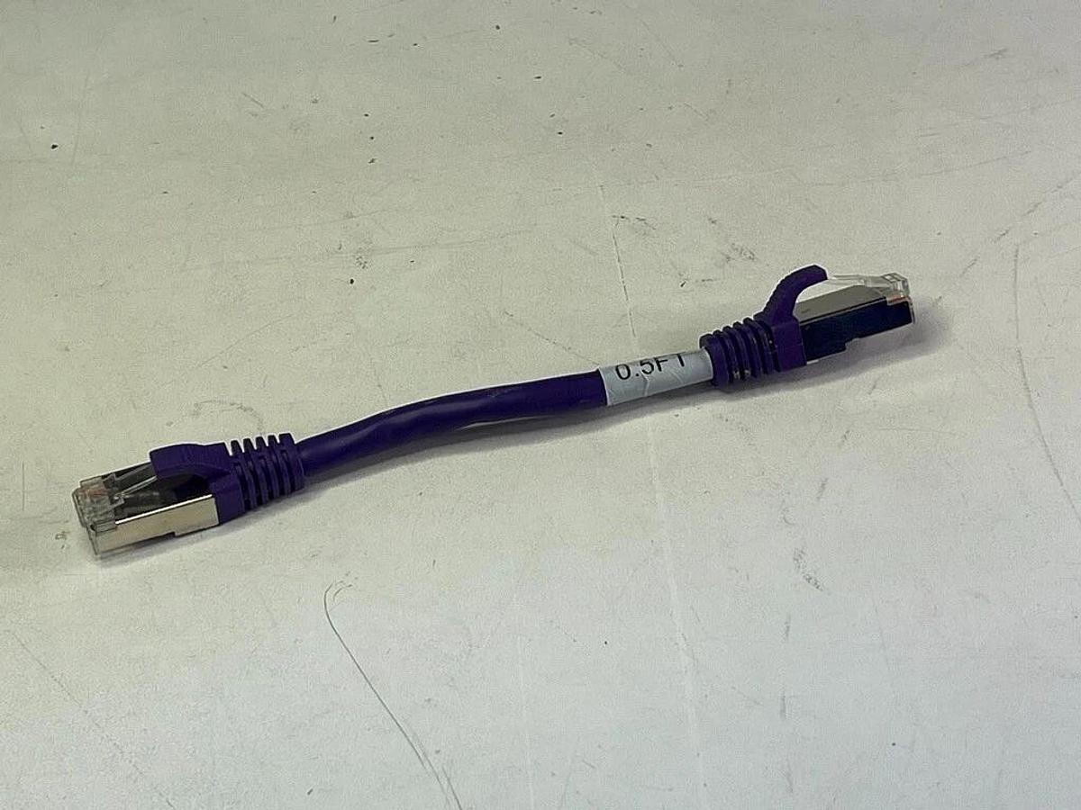 Used Box of 45: C2G #00986 0.5ft Purple Cat6 Snagless Shielded (STP) Ethernet Cables