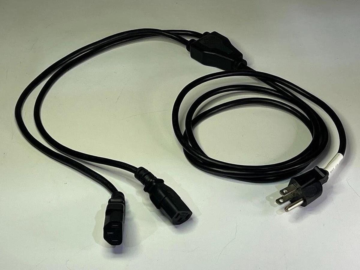 Used Lot of 6: Y-Splitter Computer Power Cord, 1X NEMA 5-15 Plug to 2X C15 Sockets