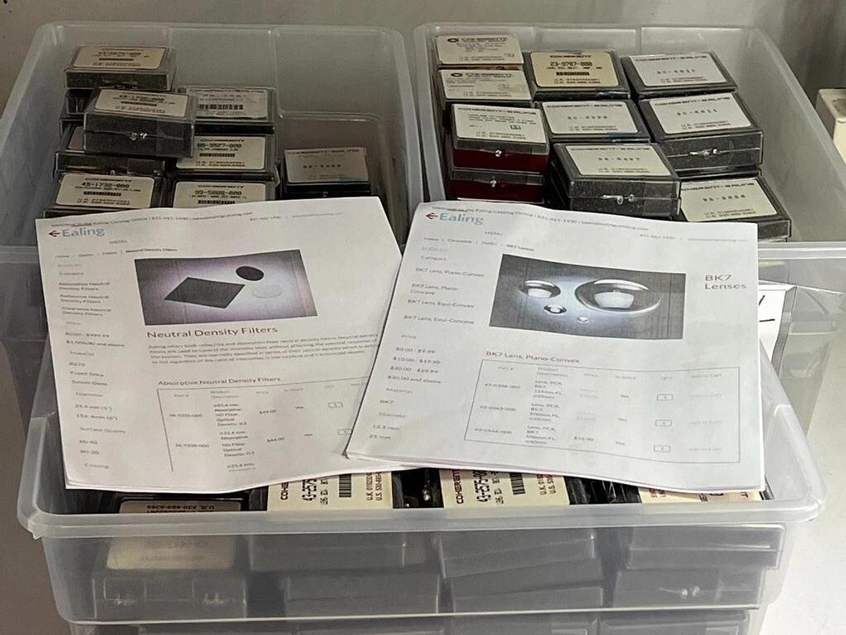 Coherent / Ealing Optics Lot of 127 Pieces: Mirrors & Filters - Photonics