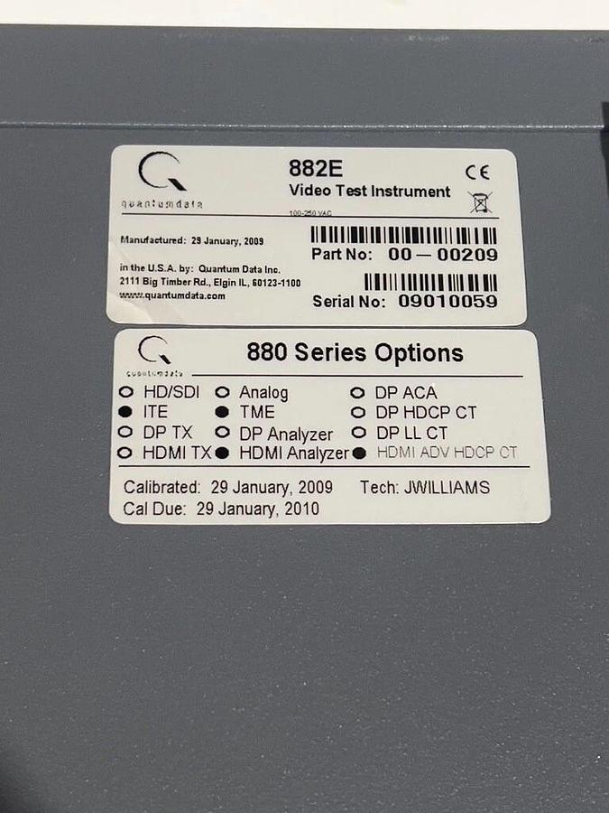 QuantumData 882E Video Test Generator 00-00209 + ITE, TME, HDMI Analyzer AS-IS
