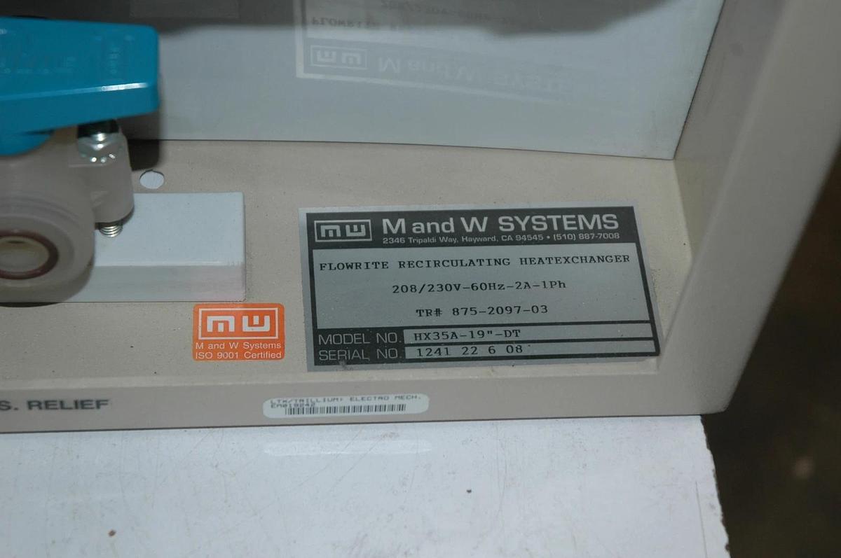Used M and W Systems HX35A-19"-DT Flowrite Recirculating Heatexchanger 208/230V - M&W