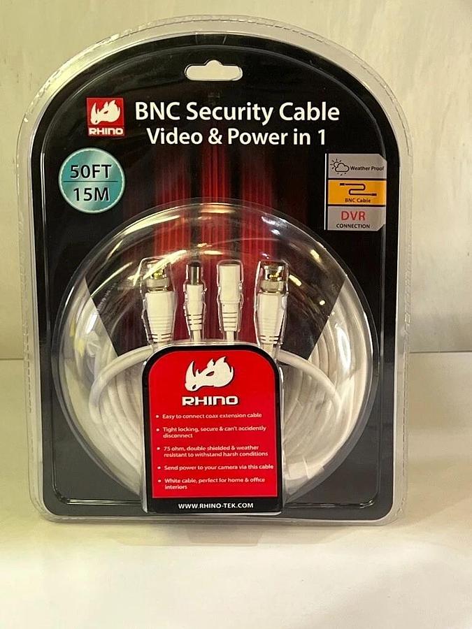 Used Rhino Tek 50FT BNC Security Cable, 2 in 1: Video & Power RHC-021-050