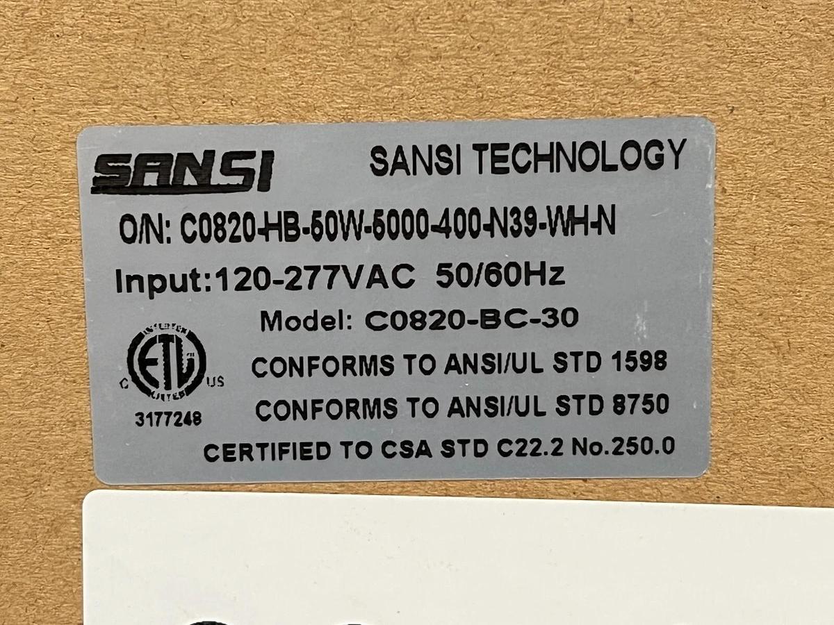 Used Sansi High Bay LED Light 5000K 50 Watt 4900 Lumen 120-277VAC - C0820-BC-30