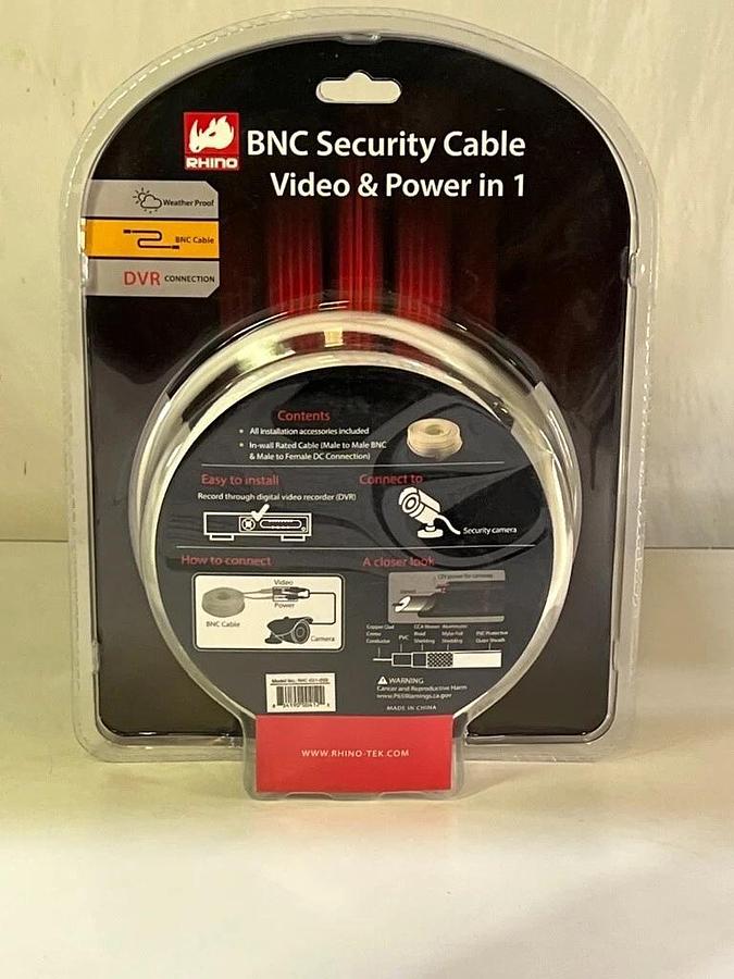 Used Rhino Tek 100 FT BNC Security Cable, 2 in 1: Video & Power RHC-021-100