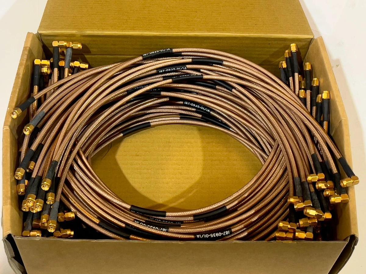 Lot of 98 Male SMA to Male SMA Right Angle 20" RG142 Coaxial Cable Assemblies