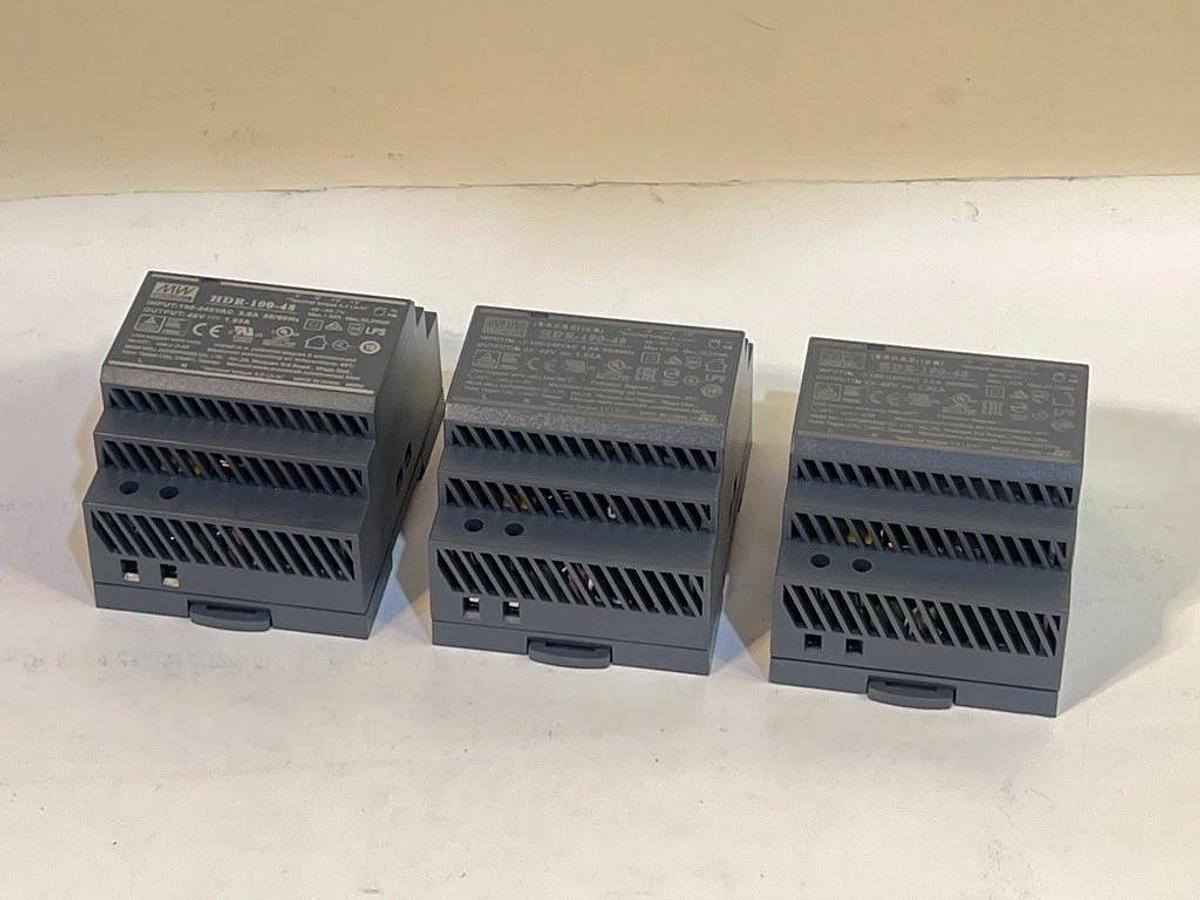 Lot of Mean Well DIN Rail Power Supplies & PULS Protection Module - HDR-100-48