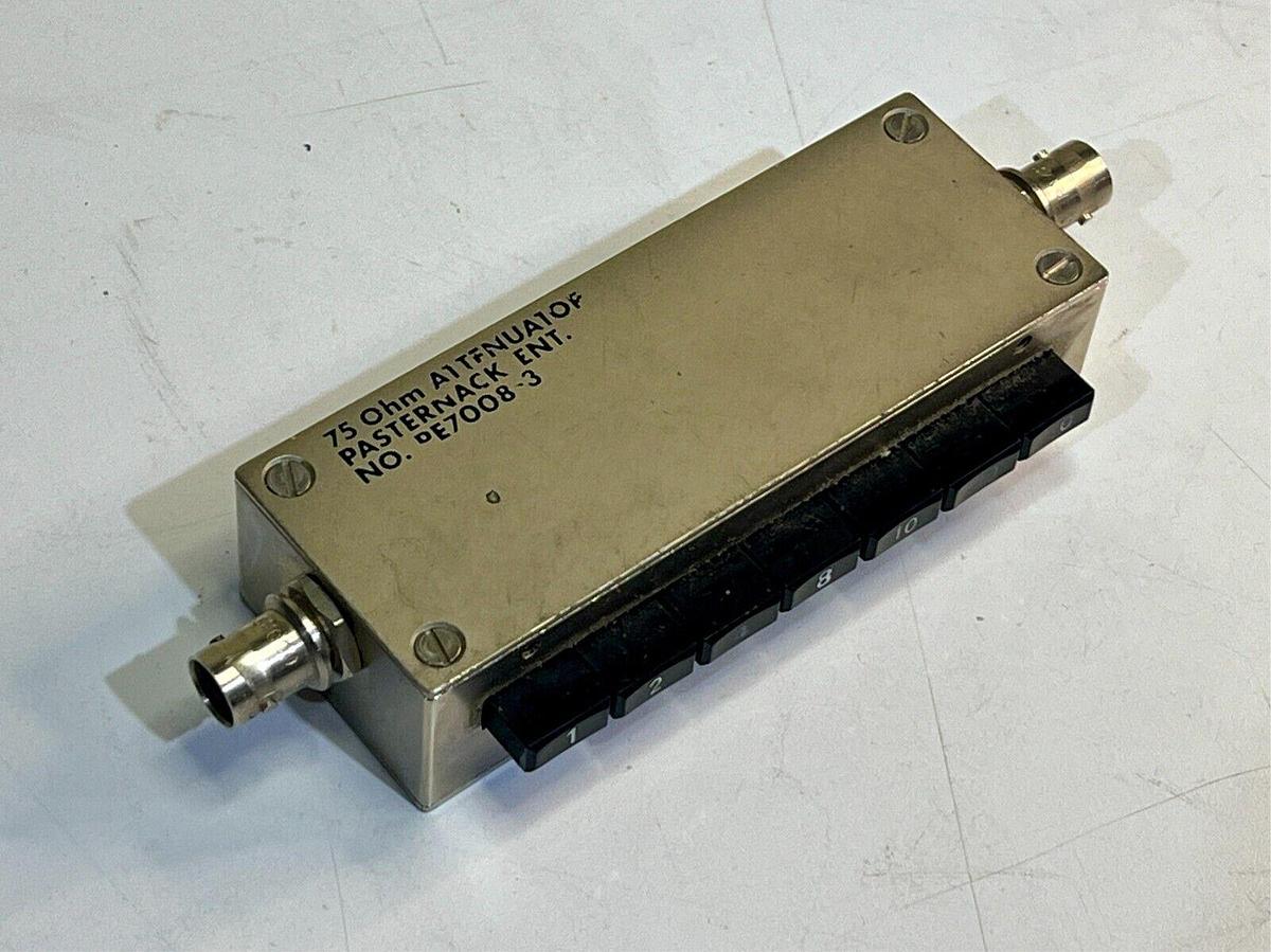 Used Pasternack Push Button Step Attenuator No. PE7008-3, 75 Ohm, 0-65 dB, 500 MHz