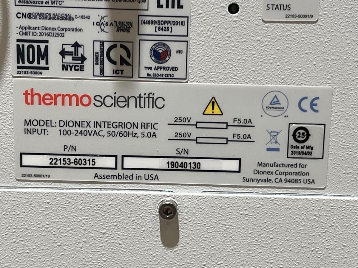 Used Thermo Scientific Dionex Ingegrion RFIC P/N 22153-60315 HPIC System