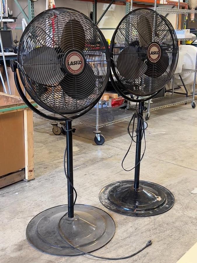 Used Lot of 2 Lasko Model 2420 Fans 24" Commercial Grade Pedestal Utility Fan