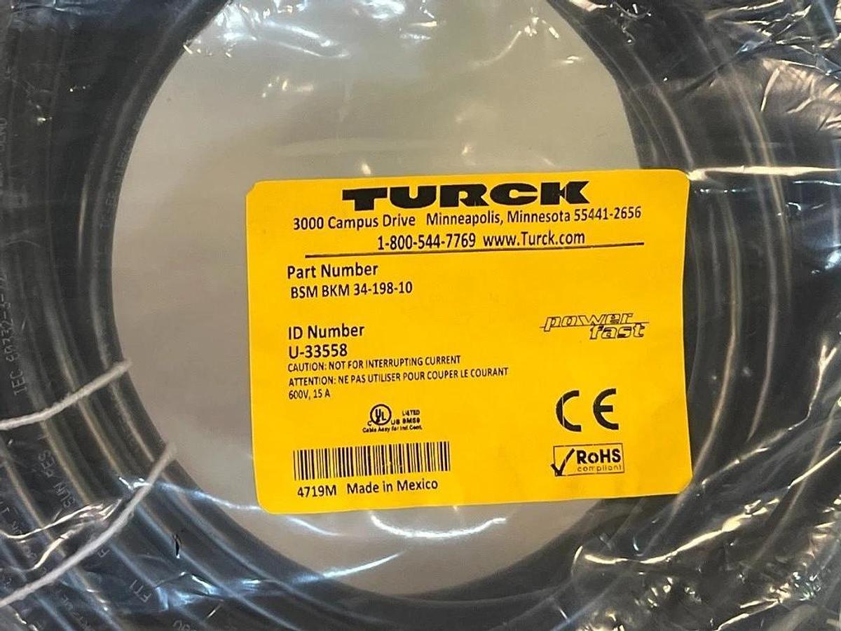 Used Turck BSM BKM 34-198-10 Double-Ended Cordset Straight M18 Male to Female Cable