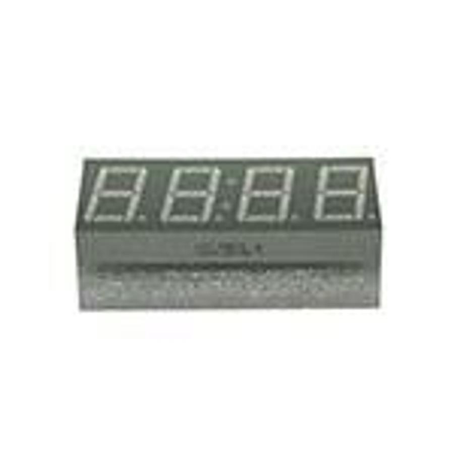 Used LED Display, 4-digit, 7-segment, Green, 0.56" (14.2mm) digit height, Mulitplex Common Anode, Gray face, White segments ES6707