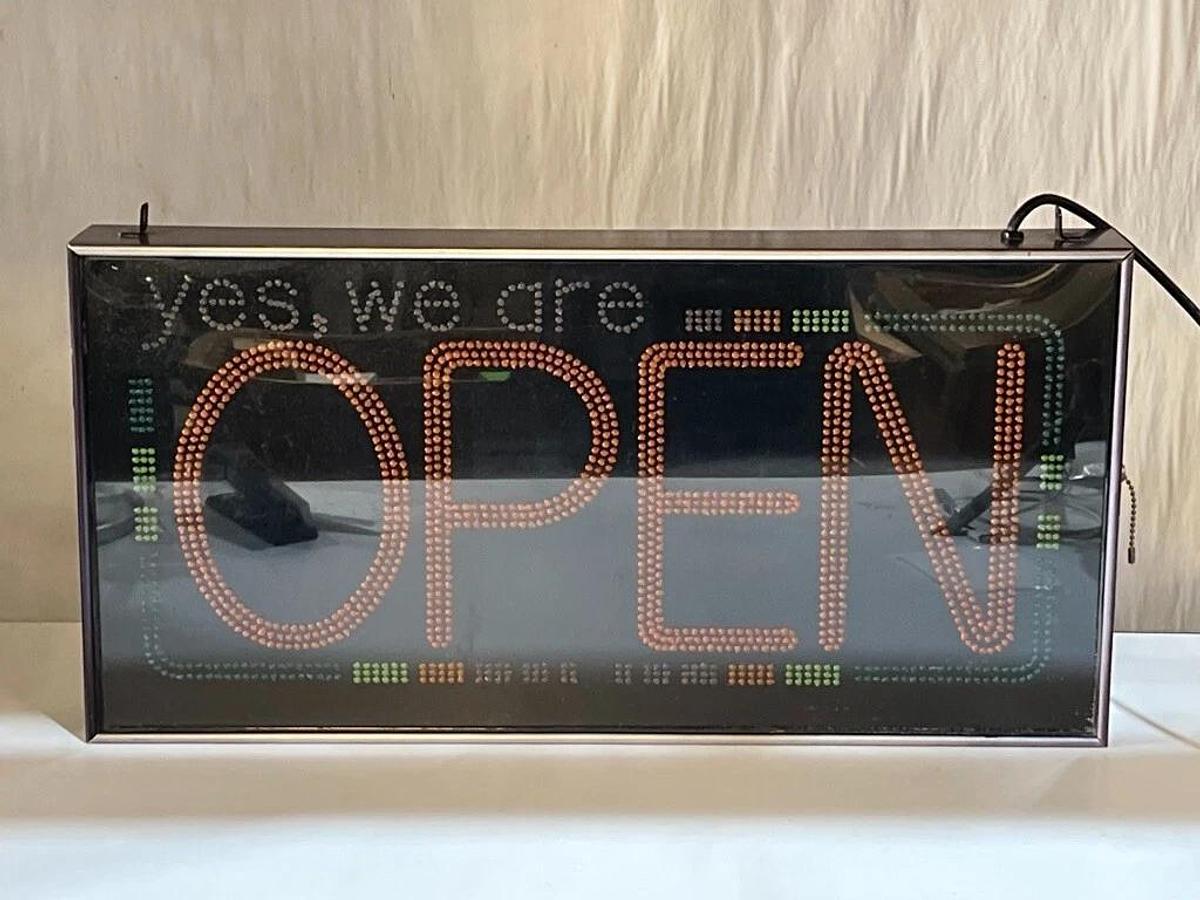 Used Fiber Does, Inc. Model OS3 - Yes, We Are Open - Fluorescent Lighted Retail Sign