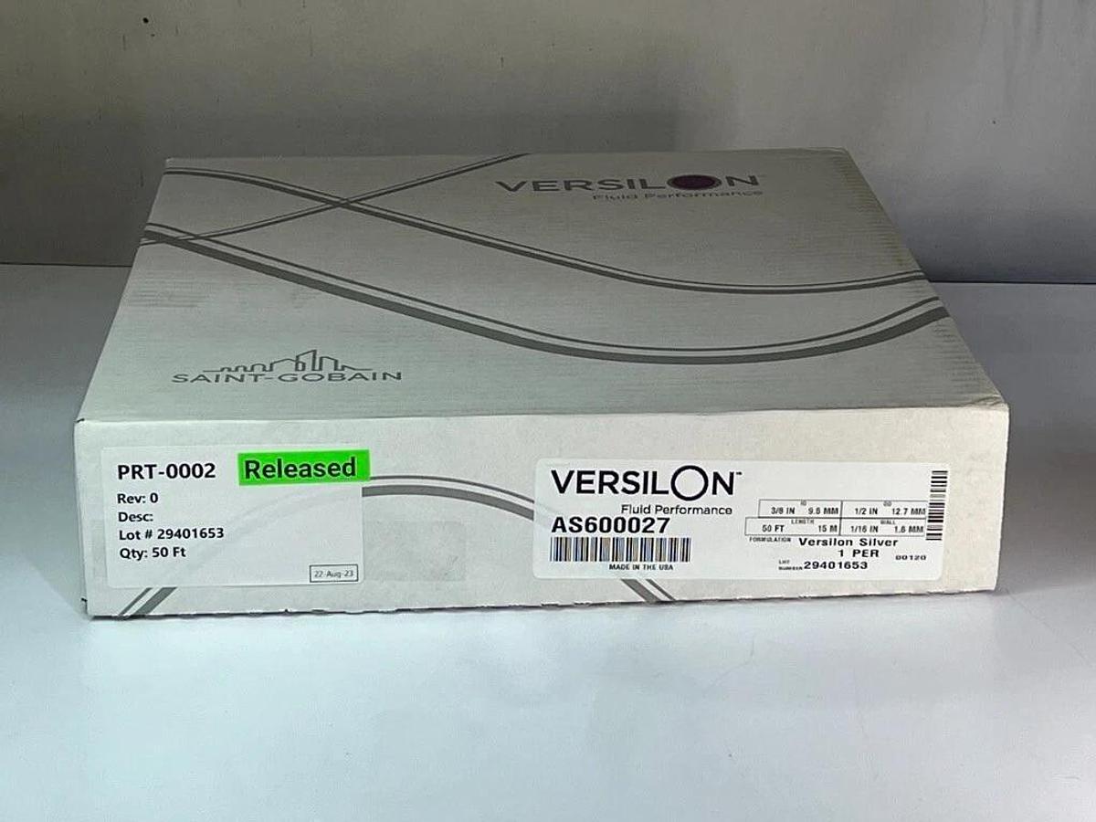 Used Saint-Gobain AS600027 50 FT, 3/8 IN Versilon Silver Antimicrobial Tubing - Tygon