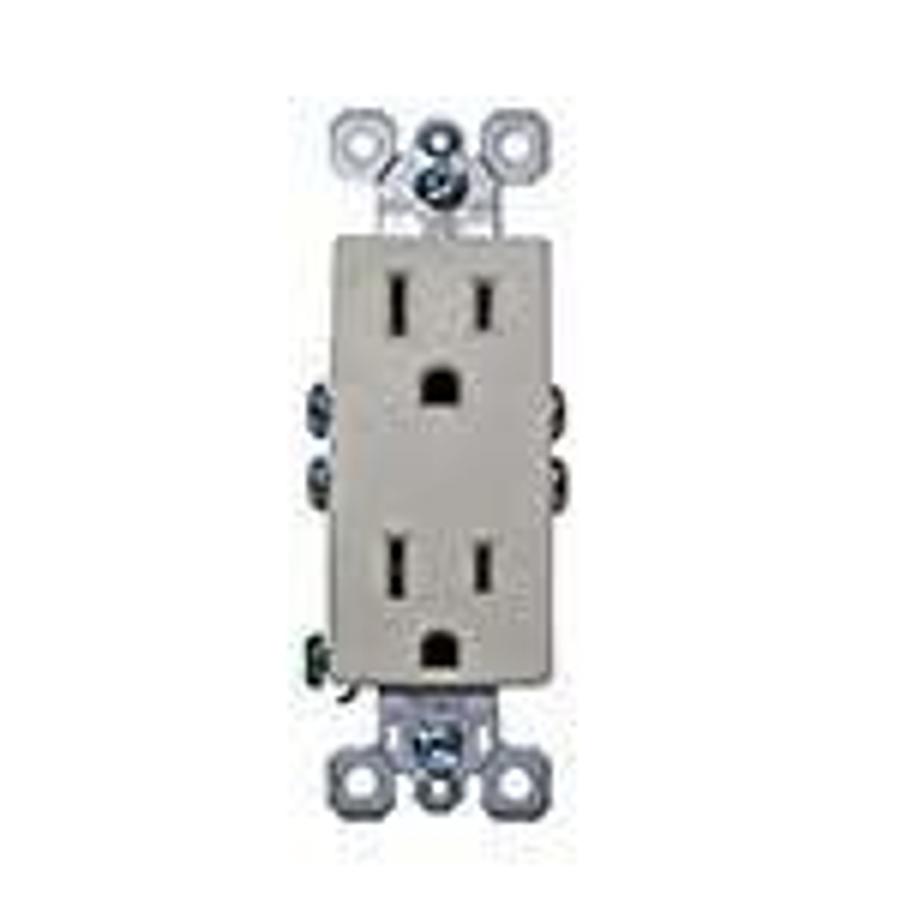 Used Decorator duplex receptacle 15A 125VAC Grounded side & push wire (Light Almond) ES7642