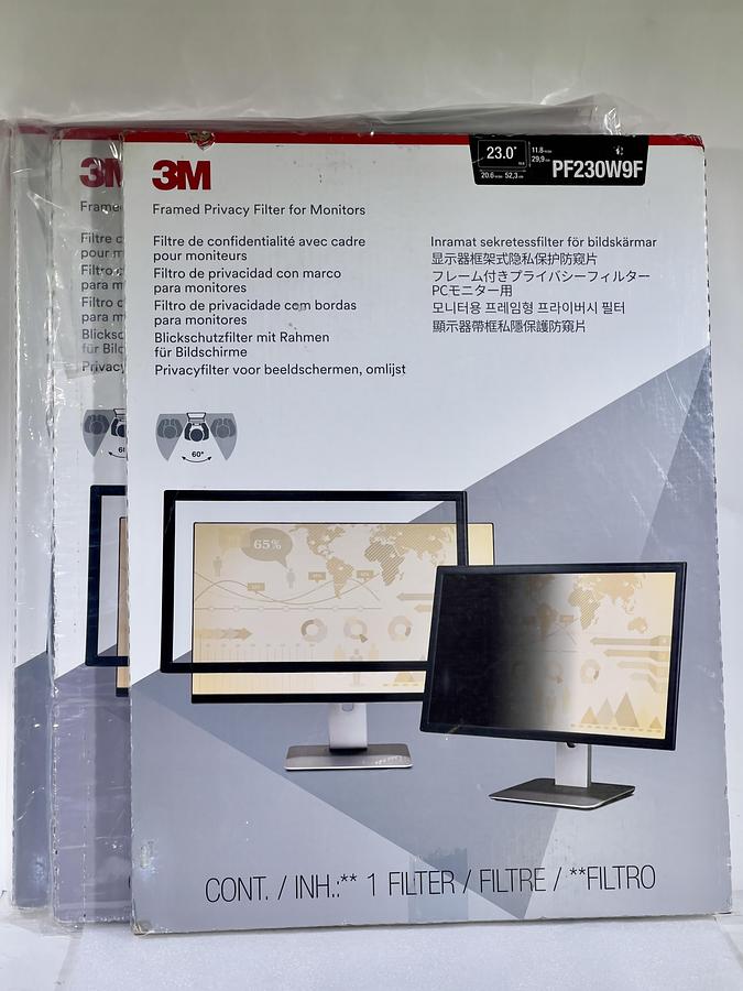 3 Pack PF230W9F - 3M Framed Monitor Privacy Filter for 23" LCD, 16:9 Aspect
