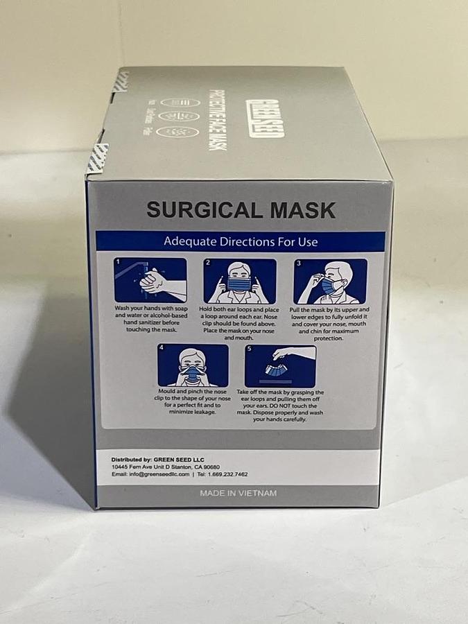 Case of 2500 Pieces (50 Boxes) 4 Layer Surgical Mask - Green Seed Brand