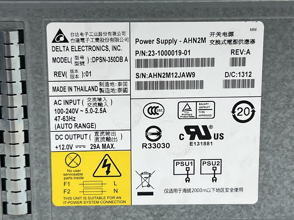 Used Delta Electronics DPSN-350DB A Power Supply AHN2M P/N 23-1000019-01