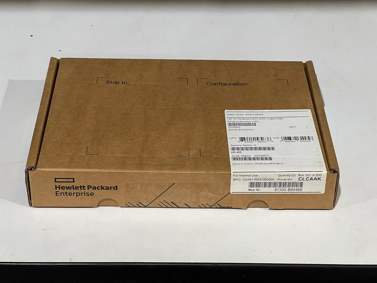 Used LOT OF 2 Hewlett-Packard AF596A HP 10.0M, Blue, CAT6 STP, Cable Data - Ethernet