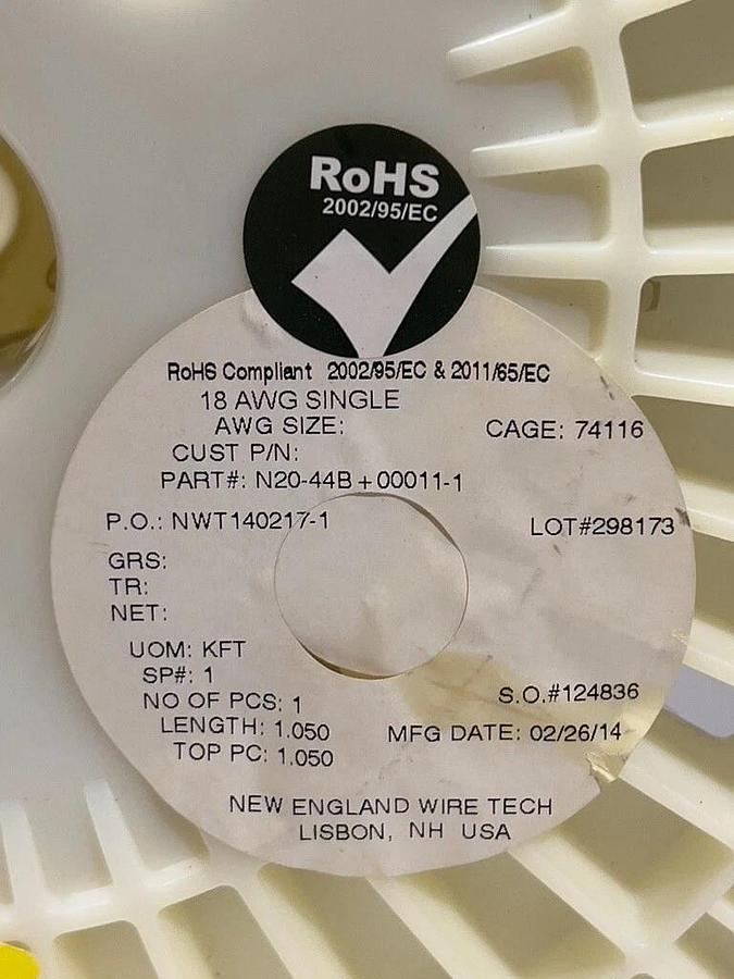 1000' Spool 18 AWG Wire High Flex 160 Strand - New England Wire N20-44B+00011-1