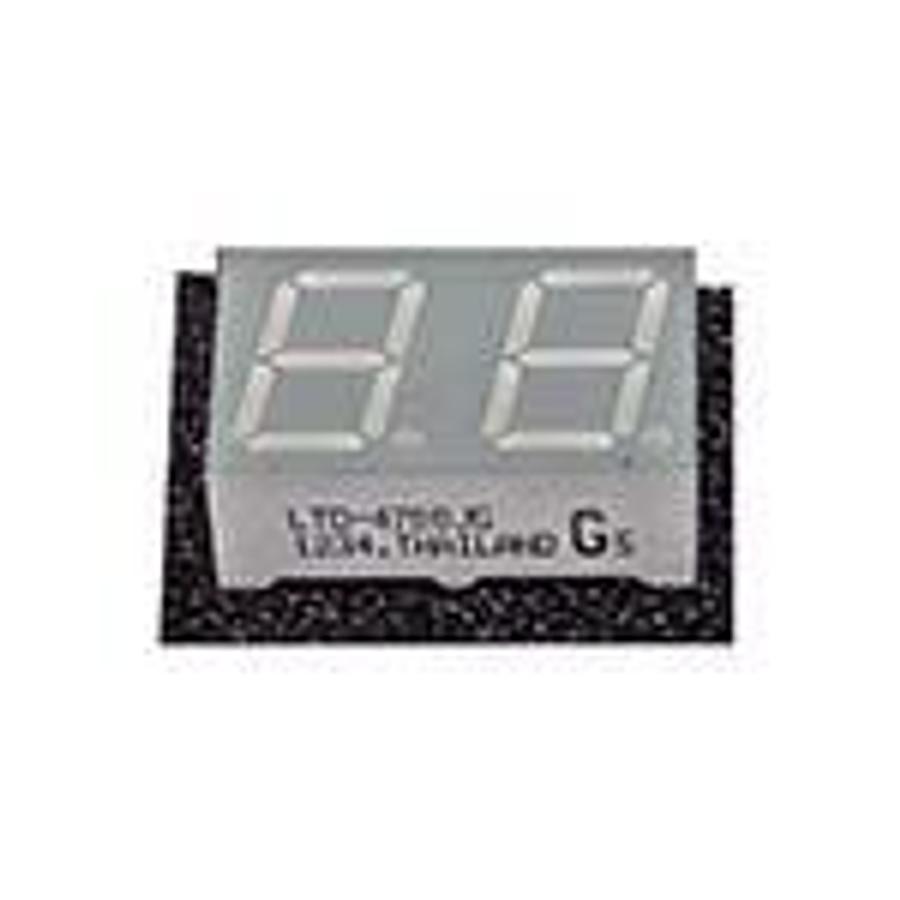 Used LED Display, 2-digit, 0.4" (10.0mm), Green, 7-segment, Duplex Common Cathode, Right hand decimal, Gray face, white segments ES6662