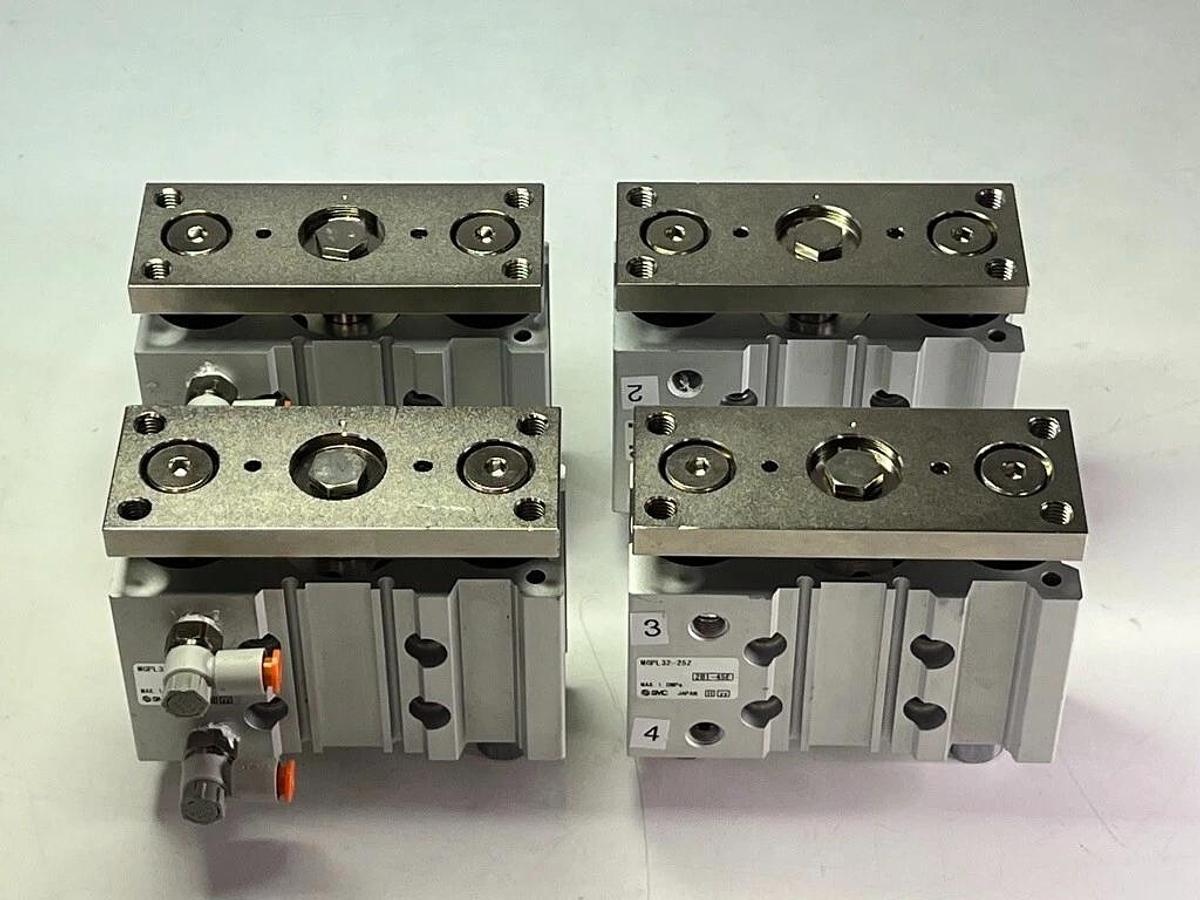 Used Lot of 4 SMC Pneumatic MGPL32-25Z Standard Guided Cylinder, Ball Bushing Bearing