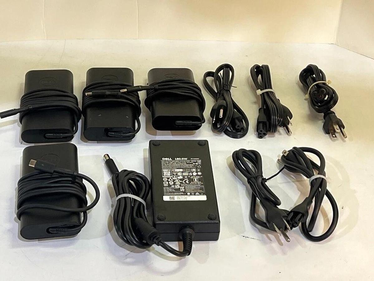Used Lot of 5 Dell Laptop Power Adapters: 03XYY8, D7MP1P, 0RN7NW, & (2X) 09TXK7