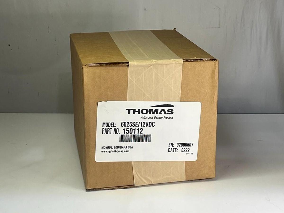 Used Thomas Model: 6025SE/12VDC P/N: 150112 Linear Diaphragm Compressor / Vacuum Pump