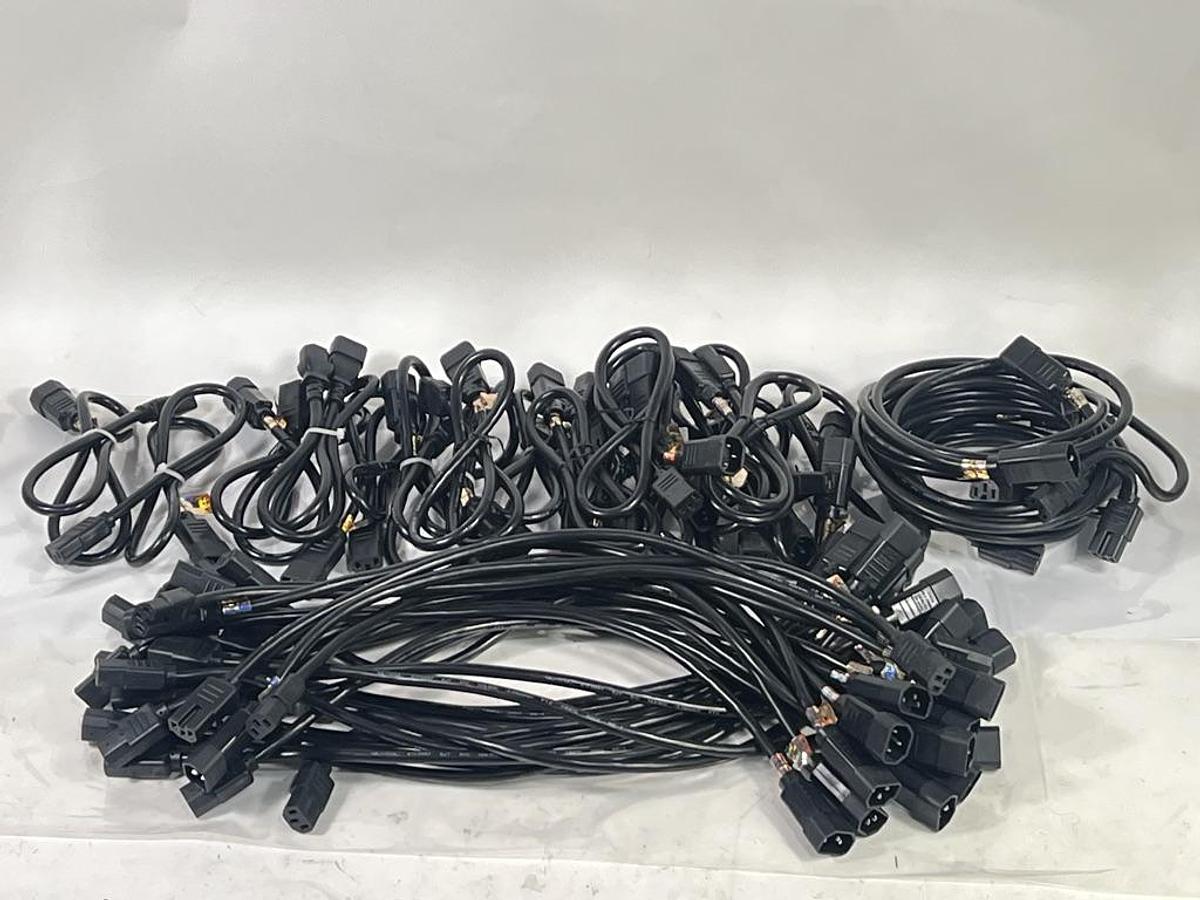 Used Lot of 50 Power Extension Cords (PDU Cords) 14 AWG - IEC60320 C14 to C13 & C14 to C15
