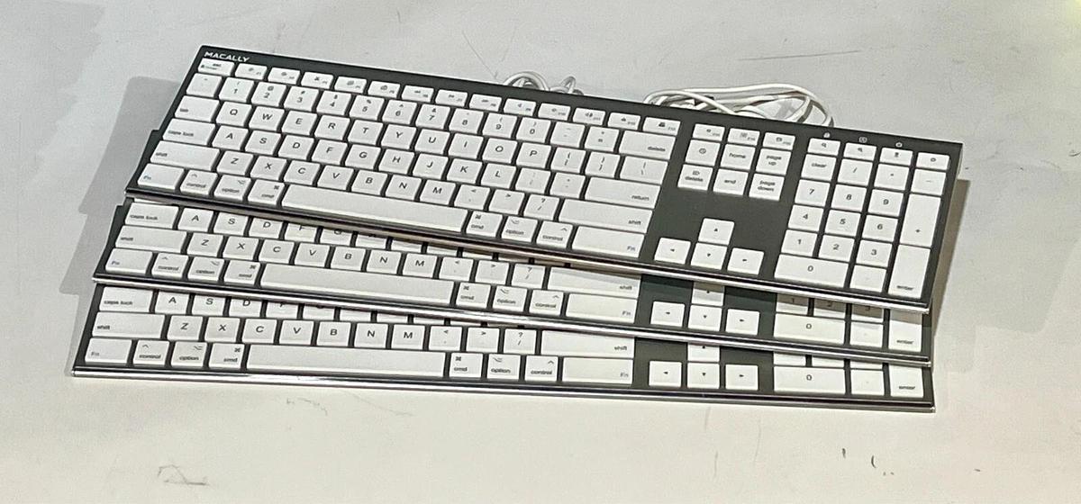 Lot of 3 Macally ACEKEYA The Everyday USB Apple Keyboard for Mac (Aluminum)