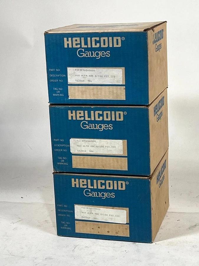 Lot of 5 Helicoid Gauges Part No. F1E4E9A3A0000 Type 410R Pressure Gauge