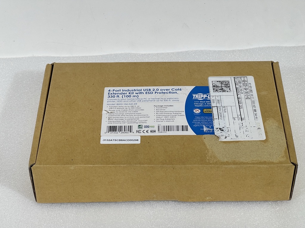 Eaton Tripp Lite B203-104-IND-ER 4-Port Industrial USB 2.0 over Cat6 Extender Kit with ESD Protection, 330ft. (100 m)