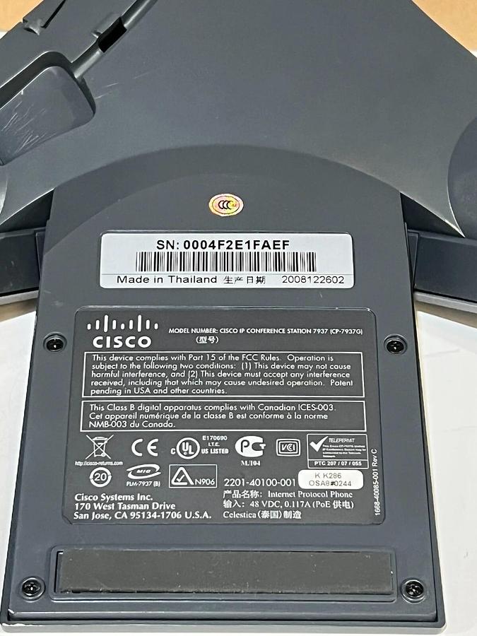 Used Cisco CP-7937G IP Conference Station 7937 Speaker Phone