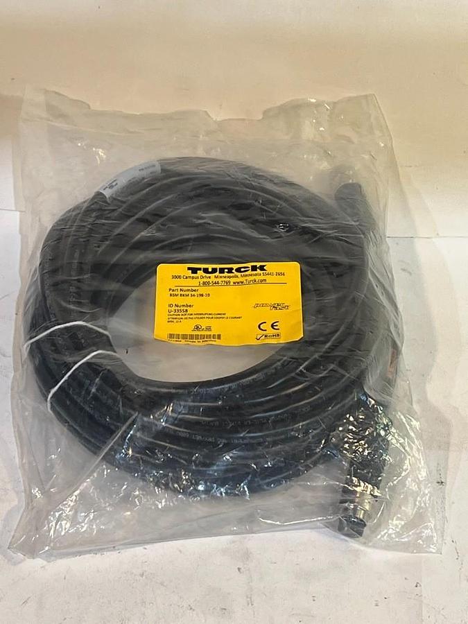 Used Turck BSM BKM 34-198-10 Double-Ended Cordset Straight M18 Male to Female Cable