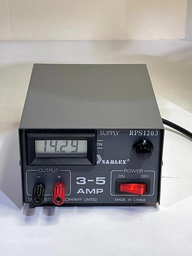 Used Samlex RPS1203 Modified Adjustable 5 - 15 VDC 5A Power Supply with LCD Voltmeter