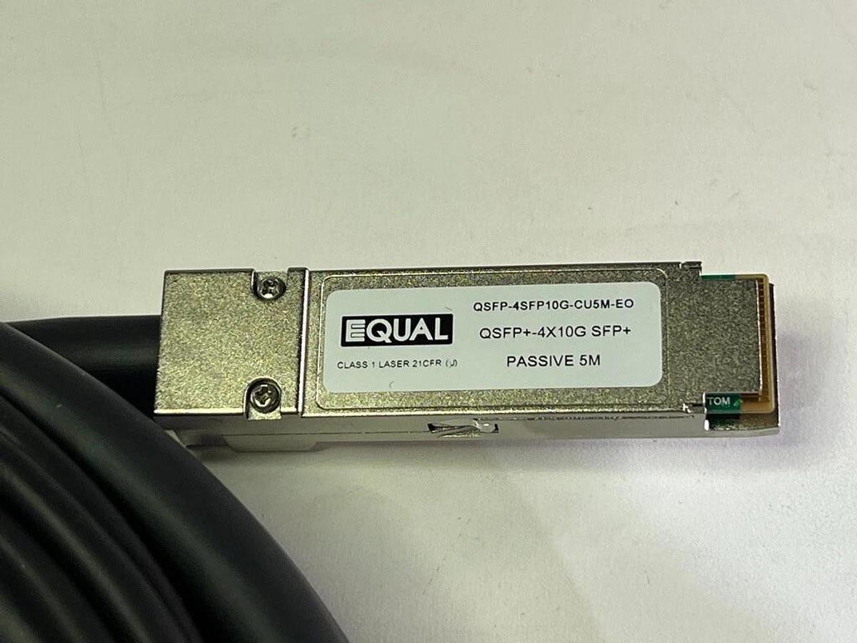 Used Equal Optics QSFP-4SFP10G-5M-EO QSFP - SFP+ 5m Cable For Cisco 40GBase-CU Twinax