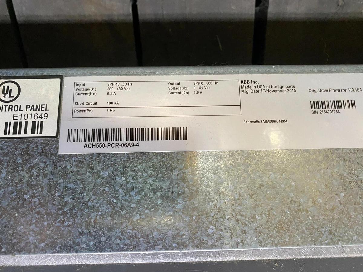 Used ABB ACH550-PCR-06A9-4 Packaged Drive with Disconnect Variable Frequency HVAC