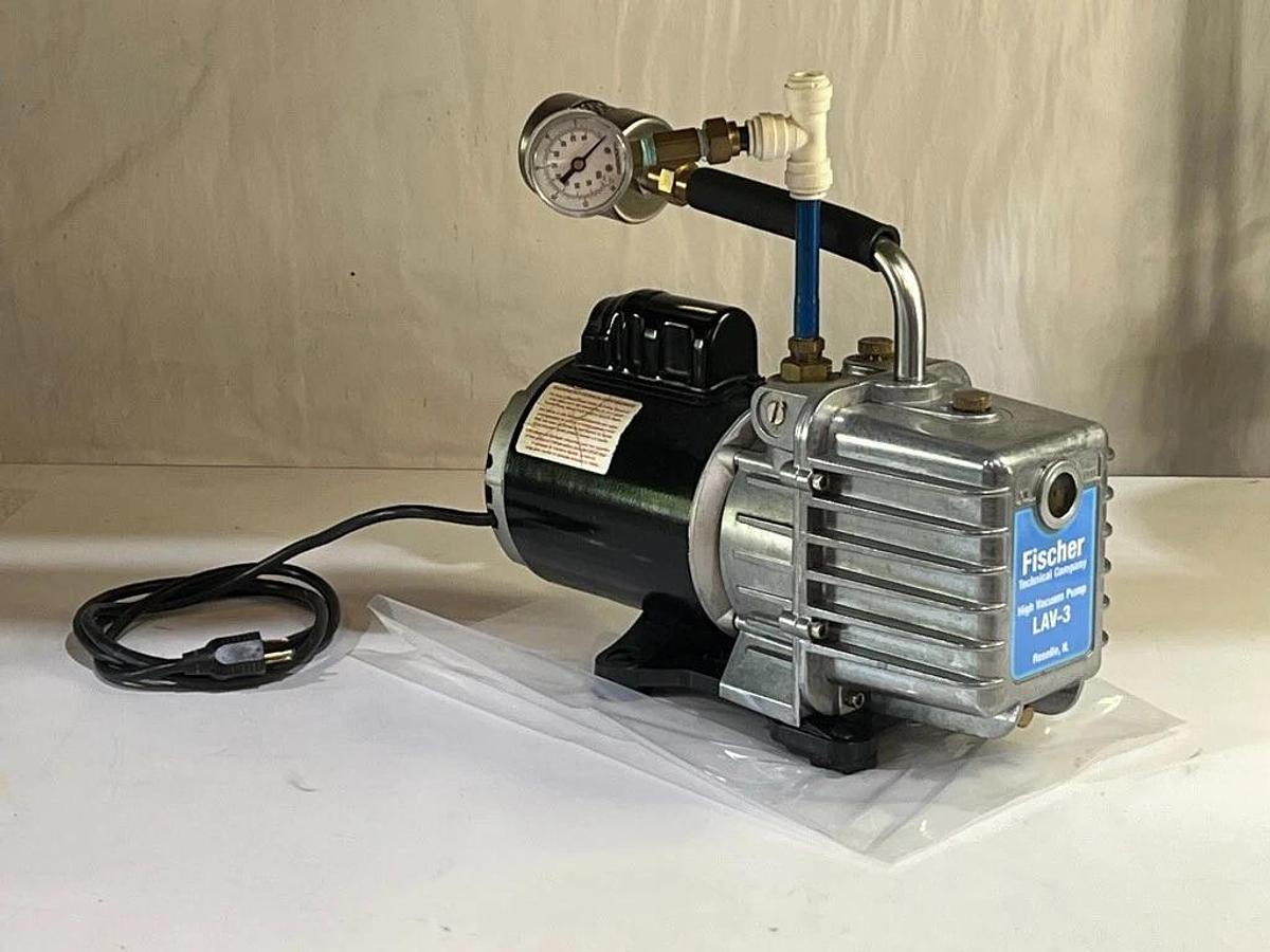 Used Fischer Technical Company LAV-3 (3CFM) 110V High Vacuum Pump with Gauge