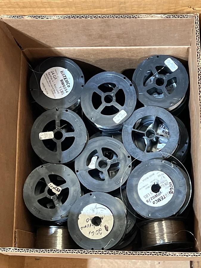 Used TEMCo Resistance Wire Lot: 41 Spools, 32 lbs Net Wt Titanium Nichrome Kanthal