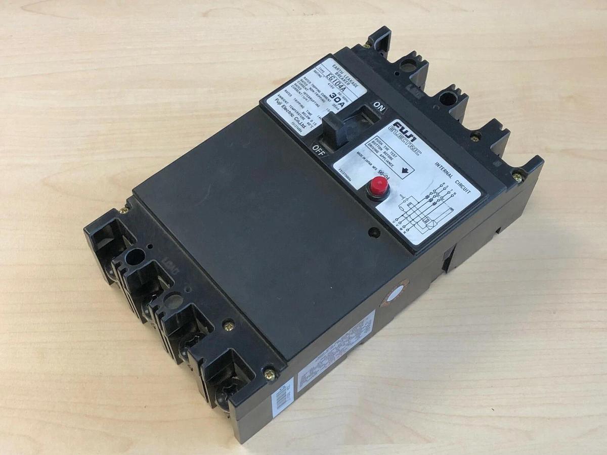 Used Fuji EG104A Earth Leakage Circuit Breaker - P/N 0680-01376 - 415VAC 30A 3PH