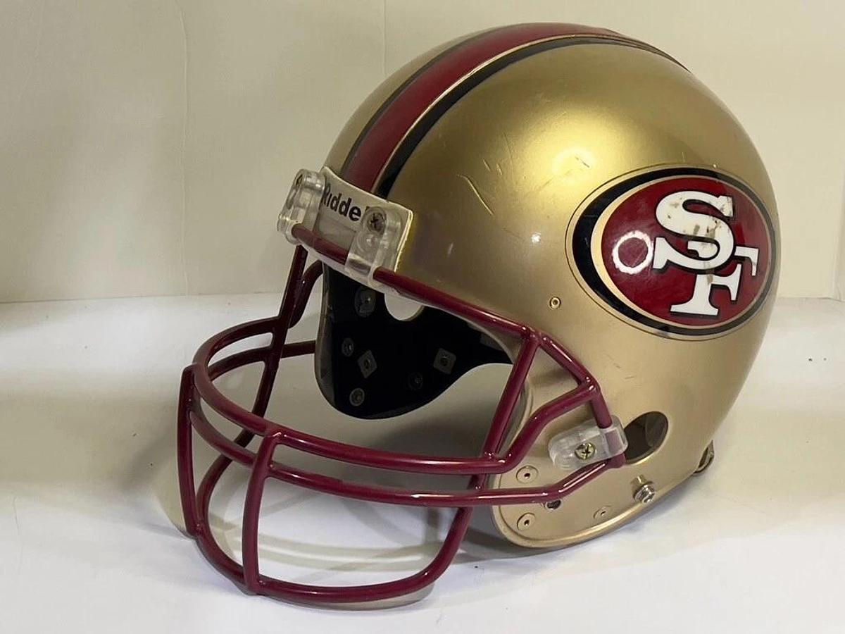 Used Jerry Rice #80 Autographed San Francisco 49ers Helmet with "Rice" Book