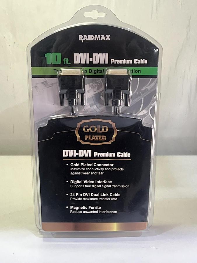 Used RAIDMAX 10 ft. DVI-DVI 24-Pin Dual Link Premium Digital Video Cable - RDVC-B10