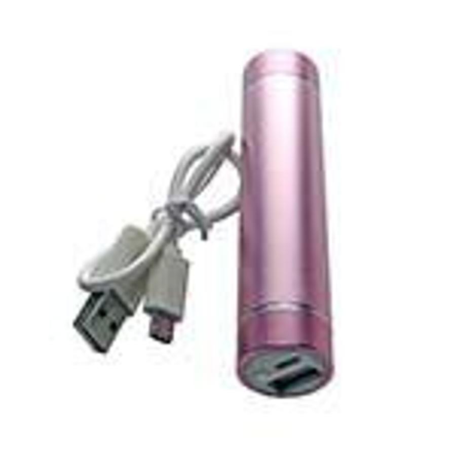 Used Premium battery stick 2600mAh. Pocket size Power-To-Go with Flashlight. Input: 5VDC 0.8A, Output 5VDC 1A (Pink). Compatible with iPad, iPhone, iPod touch, DROID, HTC and BlackBerry ES7478